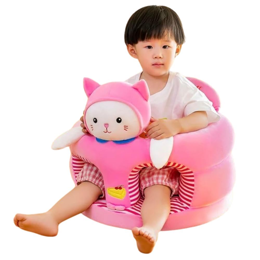 fitnfast nutrition 45cm baby sofa seat or rocking chair for kids 5 months to 3 years soft plush cushion supporting training seat playing sofa chair for kids baby boy & girl (kitty baby seat)