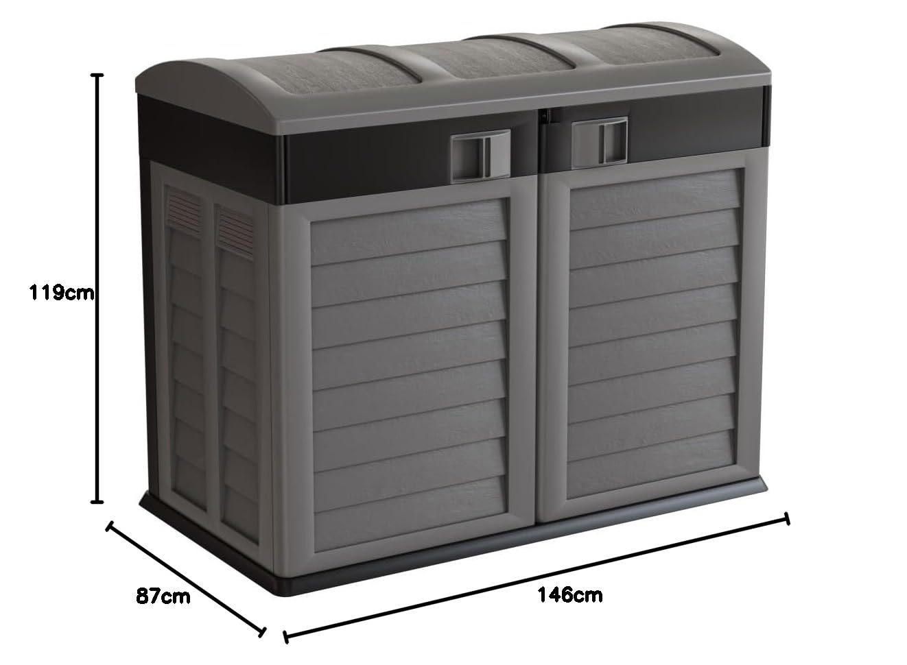 INTEC - Cache Poubelles Extérieur Design 1500L Anthracite - Grand Abri 2 Portes en Polypropylène Résistant pour Tri Sélectif - Coffre de Rangement Multifonctionnel pour Terrasse & Jardin
