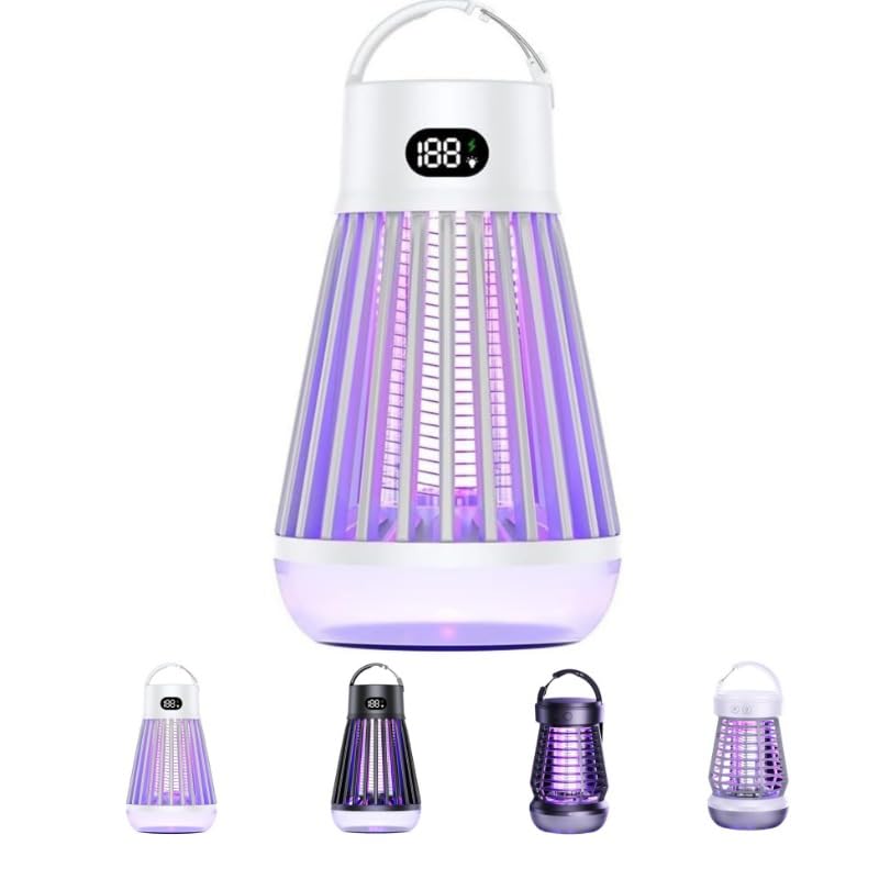 All-Protection Mosquito Lantern Shockproof Waterproof 2-in-1 Design Rechargeable Indoor/Outdoor Light for Safe Use in Home Garden and Camping (J3-White)