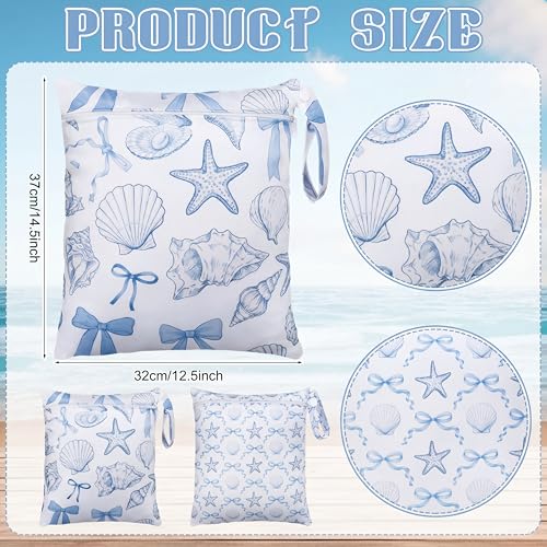 Sanwuta 2 Pack Wet Dry Bags Waterproof Wet Bag, Sea Shells, Blue and White by Sanwuta - Used condition - Image 2
