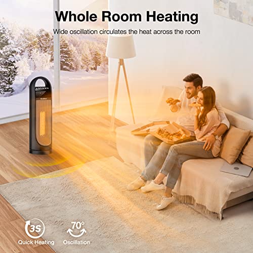 Givebest Tower Space Heater, Portable Ceramic Heater 1500W/900W With Remote Control, Timer, Thermostat, Overheat & Tip-Over Protection, Rotating Electric Heater For Room Home Office Garage Indoor Use #TOP1