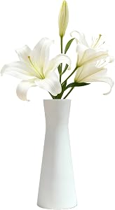 7 inch Ceramic Bud Vase Tall Conic Flower Single Stem Vase Small Bud Decorative Floral Vase Home Decorative Floral Centerpiece for Wedding Office (White)