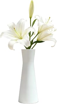 7 inch Ceramic Bud Vase Tall Conic Flower Single Stem Vase Small Bud Decorative Floral Vase Home Decorative Floral Centerpiece for Wedding Office White
