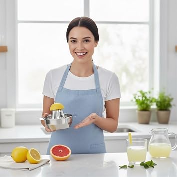 Deconox Paslanmaz Çelik Limon Sıkacağı - Ergonomik Tasarım, Manuel Narenciye Presi, Meyve Suyu Makinesi, Limon ve Narenciye Sıkacağı | Ağır Hizmet Paslanmaz Çelik, Pratik ve Kolay Kullanım