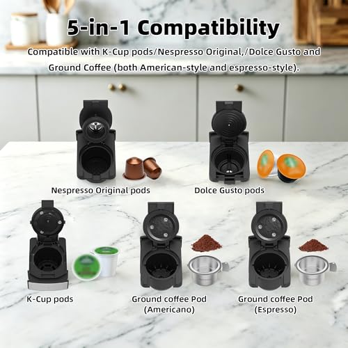 KOTLIE Single Serve Coffee Maker for K*cup/Nes Original/D*G Capsules and Ground Coffee, 50 Oz Removable Reservoir, up to 12oz Cup Sizes,Ideal for Kitchens, apartments, dorm rooms and Offices (CM-827) by KOTLIE - Image 2