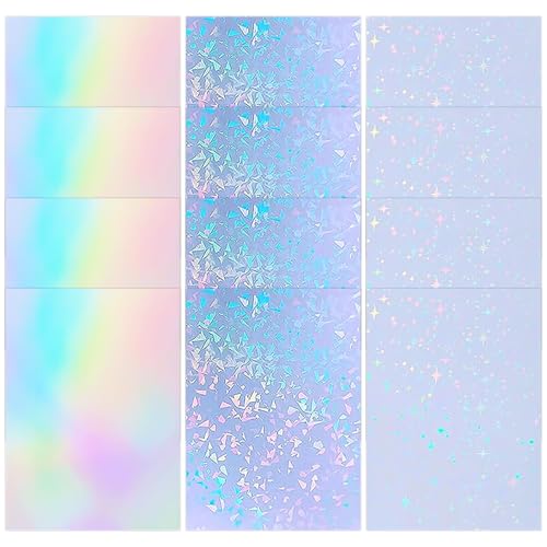 PATRICKWHITE 12 láminas holográficas, A4, holográficas, transparentes, de vinilo, autoadhesivas, iridiscentes, para manualidades, decoración, calendario de Adviento (3 patrones)