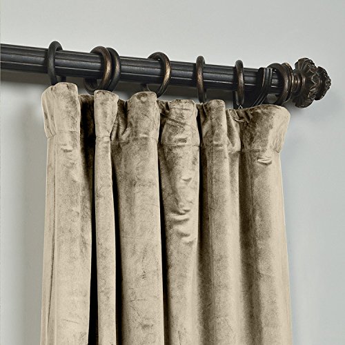 TWOPAGES 150 W x 102 L Flat Hook Room Darkening Velvet Curtain with Blackout Lining Drapery Panel For Traverse Rod Or Track, Living Room Bedroom Meetingroom Club Theater Patio Door (1 Panel), Cashmere