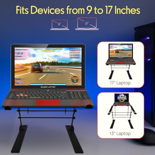 Pyle Portable Dual Laptop Stand - Universal Standing Table with Adjustable Height, Ergonomic Design and Anti-Slip Prongs for DJ Mixer, Sound Equipment, Workstation, Gaming and Home Use by Pyle - Image 7