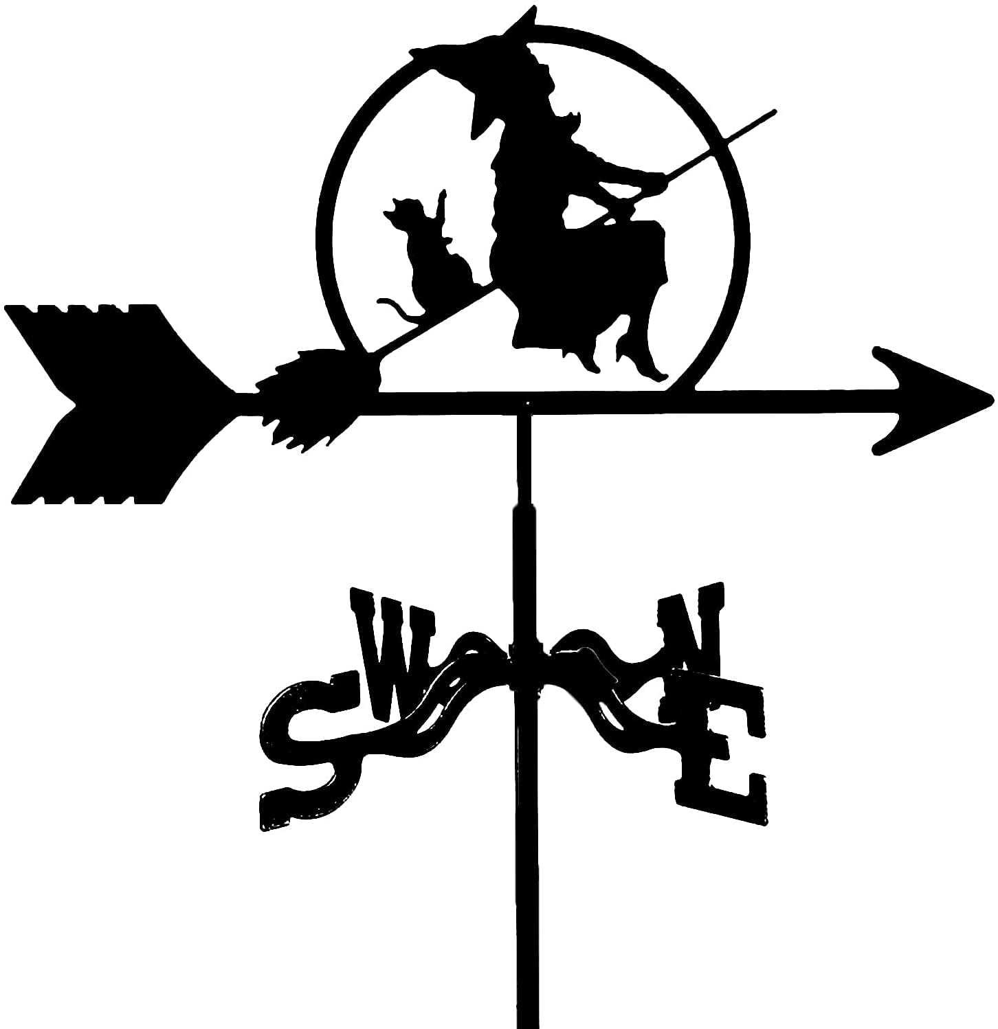 TAXXII wind vane Weathervane,Weathervane Fairy Elves Witch Silhouette Ornament Weather Vane Wind Direction Indicator Farm Scene with Anti-Rust Coating Resistant (A)