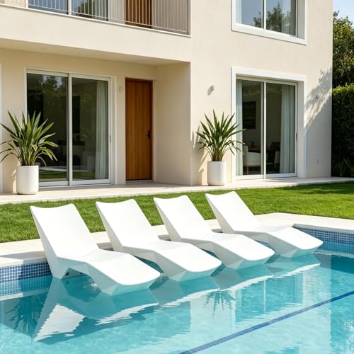Image of in Pool Lounge Chairs, Pool Lounge Chairs, Use in Pools with Shelves Up to 12 Inches Deep, Weather-Resistant Design,Tanning Chairs for Sun Shelves, Poolside & Beach Lounge for Outdoor Relaxation (4)