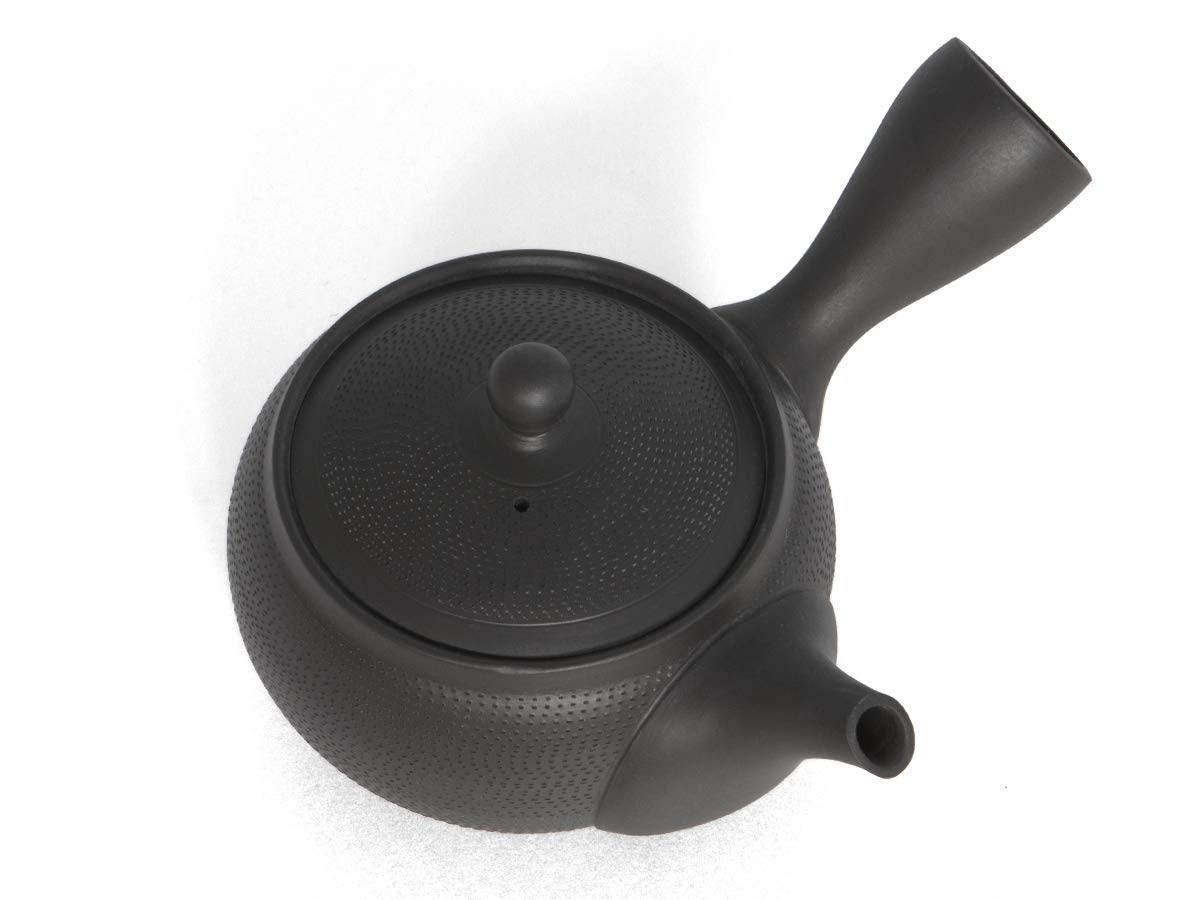 NAOKI TAKEMOTO - Théière Japonaise Tsuba Maruba. Couleur : Noir - Fabriqué à la Main sur Le côté de Casserole - Passoire en céramique intégrée