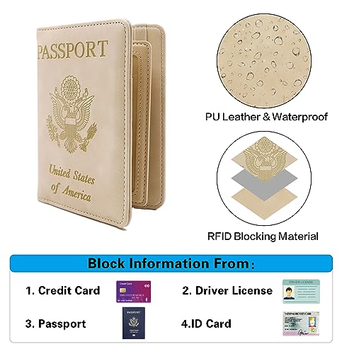 Image of Melsbrinna Rfid Passport Holder for Travel women /Men, Cute Passport Wallet Rfid Blocking Card Slots, Rfid Passport Cover /CaseTravel Wallet, Passport Book Holder (1, Beige)