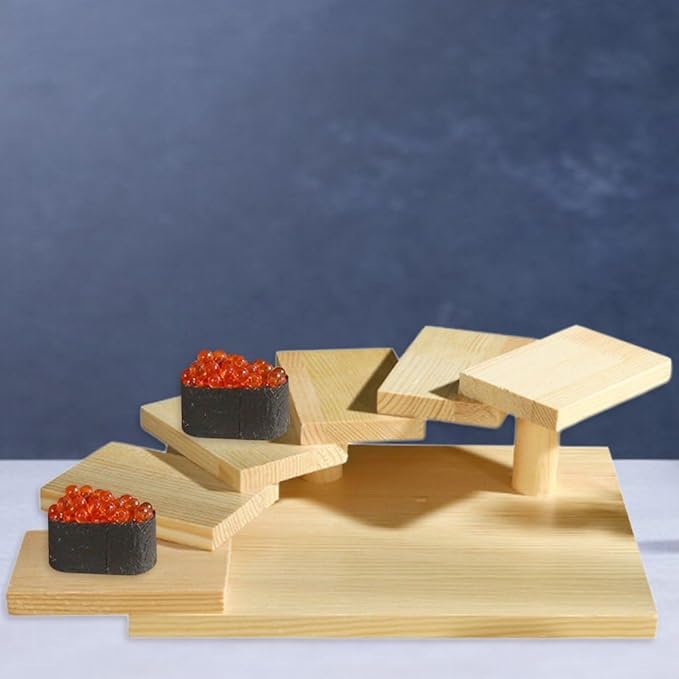 Plato de Sushi Japonés de Madera Escalonado Giratorio miniatura 2