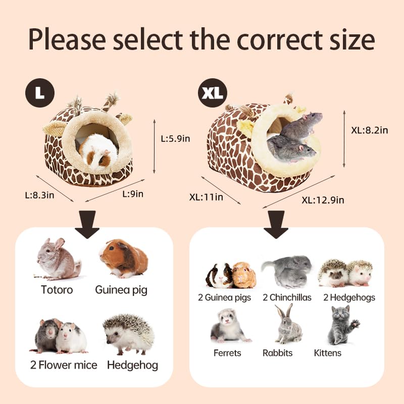 Image of EAEDMY Guinea Pig Bed House & Hideout for Rat Bearded Dragon Hedgehog Ferret to Sleep and Hide, Guinea Pig Cage Accessories Habitat Decor (X-Large, 2.Giraffes)