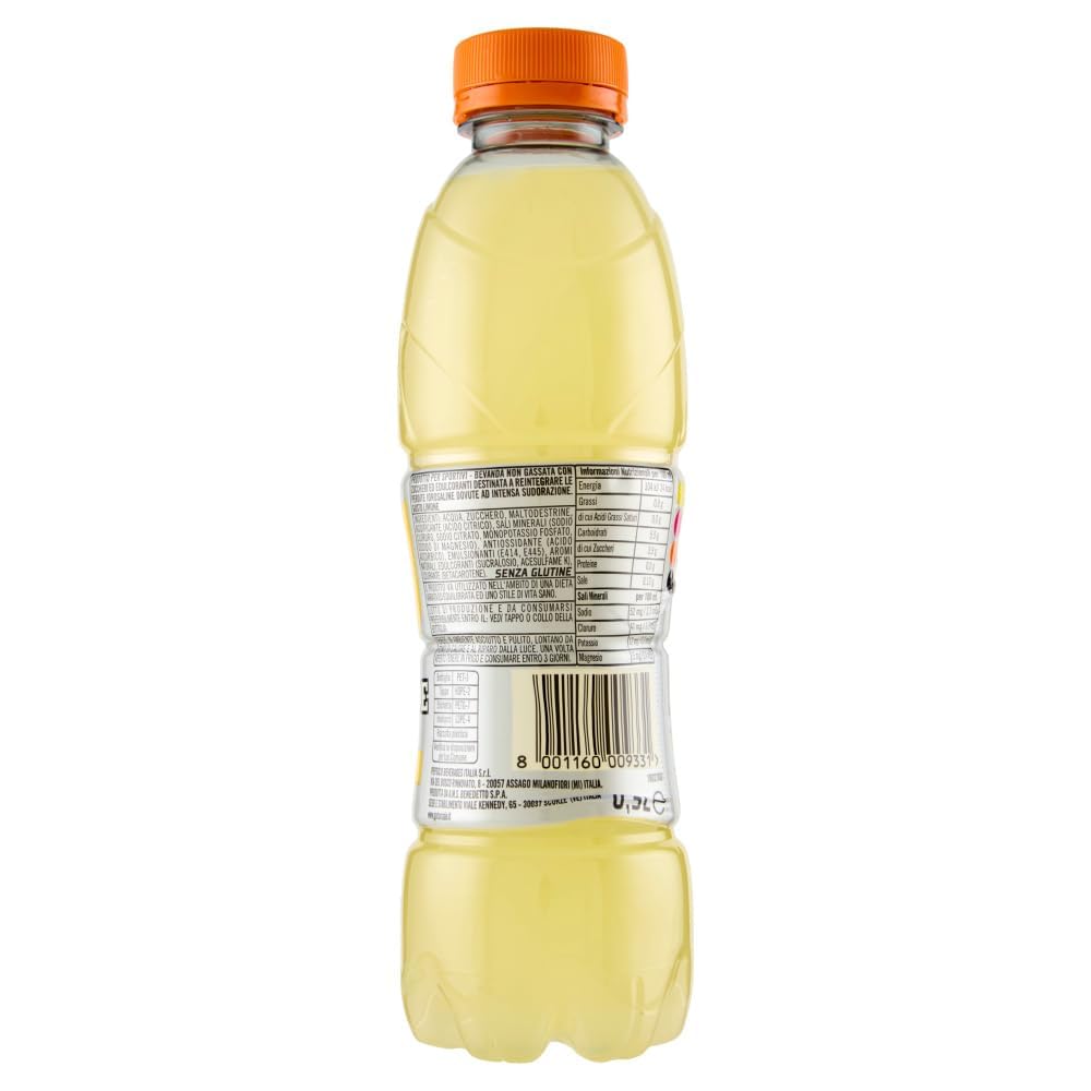 Italian Gourmet - Bebida isotónica de limón, 24 x 500 ml, bebida electrolítica para deporte, entrenamiento, fitness, hidratación, paquete individual + Polpa italiana gourmet
