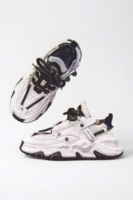Stylish Chunky Black & White Sneakers for Men | Trendy Casual Sports Shoes | Streetwear Fashion