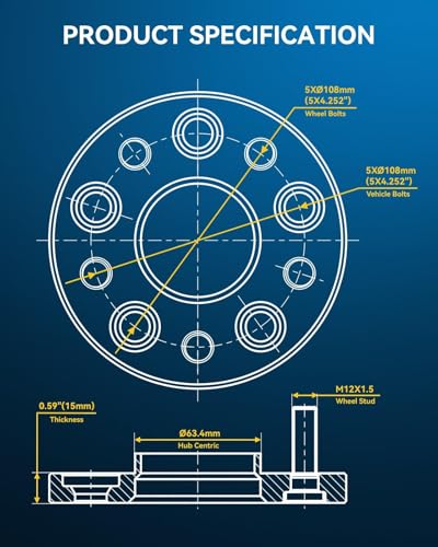 Image of PHILTOP 5x108mm Hub-Centric Wheel Spacers 15mm for Ford Focus
