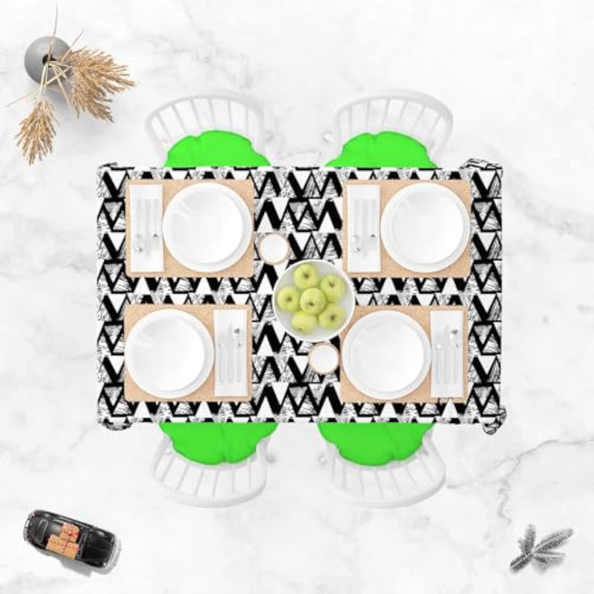 Geometrical Behaviour Cotton Canvas Table Cloth Cover for Dining & Center Table
