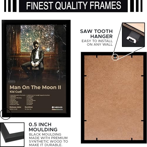 Image of BLINKART KidCudi- Man On The Moon II Wall Photo Frames | Wall Art for Bedroom, Living Room, Studio or Office | Album Cover Print with Spotify Song Link QR Code | Gift for Fans - 8x12 In