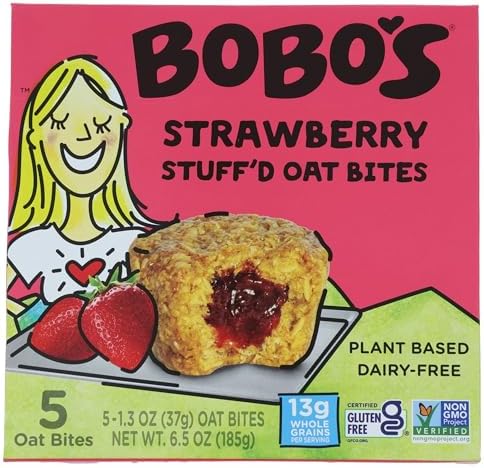 Bobo's Oat Bars, Oat Bites Strawberry Stuffed 5 Count, 1.3 Ounce, 5 Pack