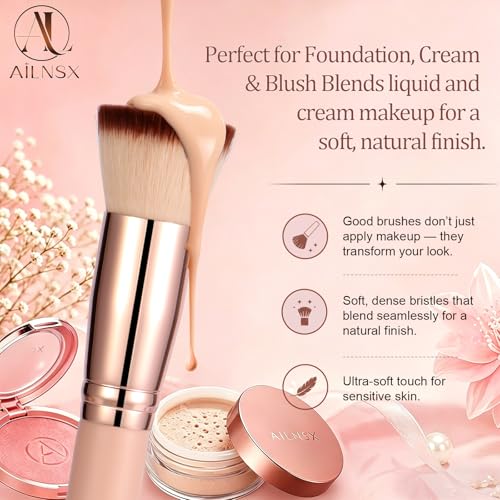 Image of Flat Top Kabuki Foundation Brush, Soft Dense Makeup Brush for Liquid, Cream and Powder, Face Blending Brush for Foundation, Blush, Bronzer, Concealer and Contour