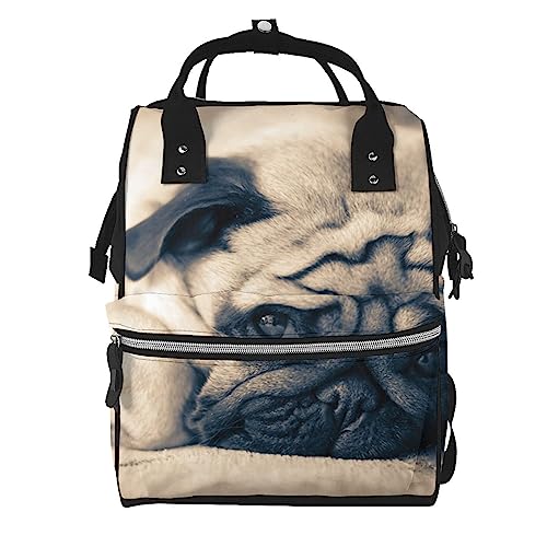 Sac à couches imprimé chien mignon pour sorties en famille, sac à dos à langer de voyage