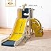 Toddler Slide Playground Playset, 6-in-1 Kids Indoor Outdoor Slide with Climber, Basketball Hoop, Telescope & Toy Storage, Toddler Slide for Age 1-3 (Blue&Yellow)