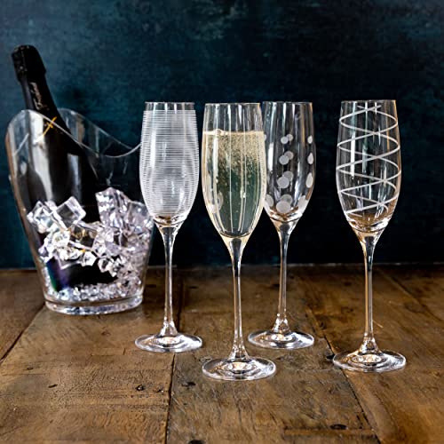 Mikasa Set Of 4 Cheers Crystal Champagne Flute Glasses, Silver #TOP3