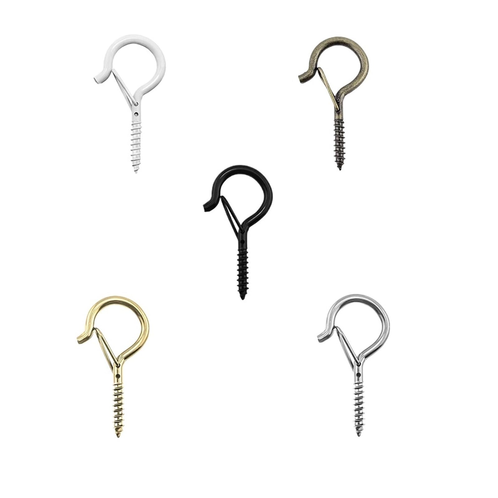LZTDSBX Cup Hooks Screw 5-50pcs Q-Type Buckle with Spring Hook for Plant Lights Hanging Outdoor String Windproof(Mixed Color,50PCS)