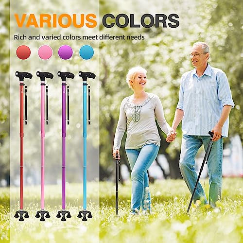 BeneCane Walking Cane Adjustable Cane Flexible Walking Cane - with The LED Light Lightweight Sturdy Portable Walking Stick - Balancing Mobility Aid for Men Women Seniors Comfortable Handle(Black)