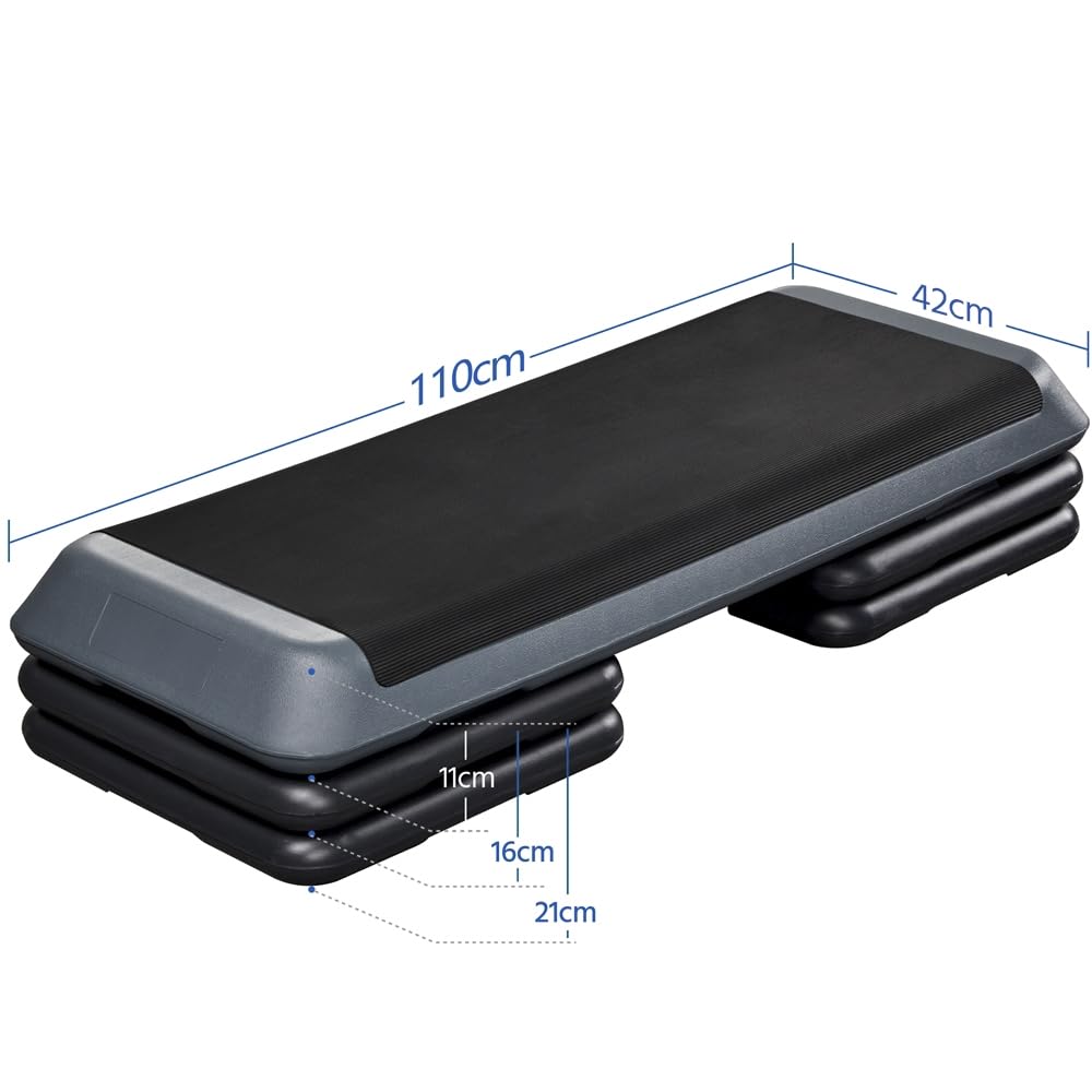 Yaheetech Step da Aerobica Piattaforma Step con 3 Altezze Regolabili 109,5 x 42 cm Grigio