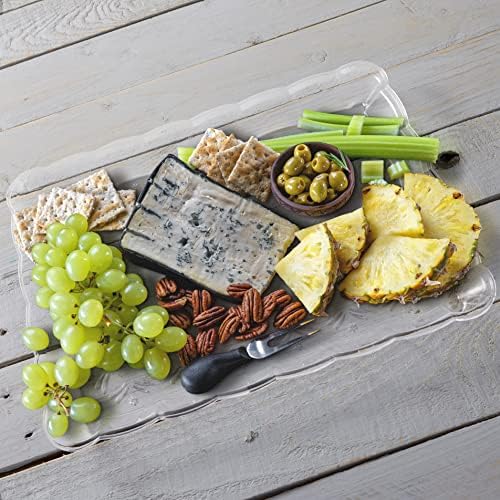 MATANA - 6 Large Rectangular Clear Multi-Use Serving Platter Food Party Tray - 32cm x 24cm