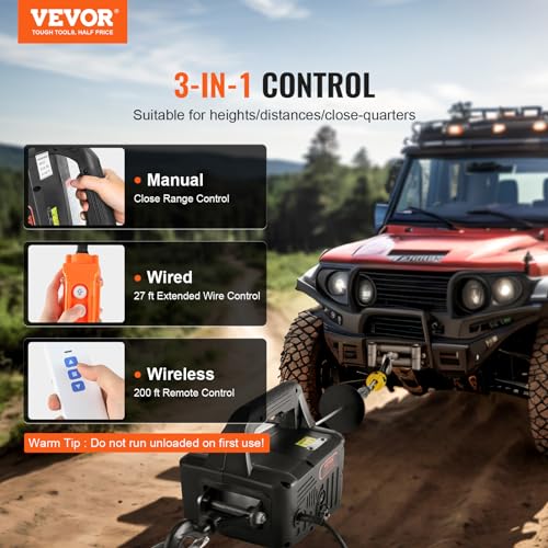 VEVOR 3in1 Electric Hoist Winch Crane, 1100lbs Material Handling Tool, Wired and Wireless Remote Control, Overload Protection for Garage, Warehouses, and Factories, Comes with Gloves