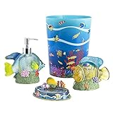 Allure Home Creation Fish Under The Sea 4-Piece Bathroom Accessory Set- 1 Lotion Pump, 1 Toothbrush...