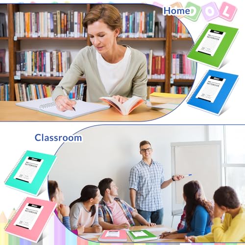 Sherr Pacote com 4 cadernos espirais A4, pautados universitários, grande, 21,6 x 28 cm, caderno espi