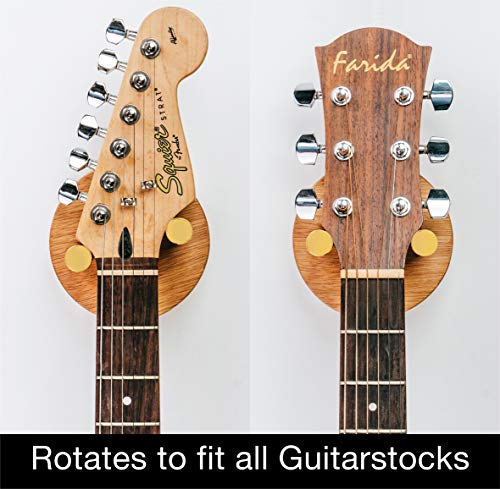 Stelle & Hegen Premium Guitar Hanger and Guitar Wall Mount Hanger Hook Holder for Electric, Bass and Acoustic Guitars. Guitar Accessories, Guitar Gifts for Musicians - Natural Wood