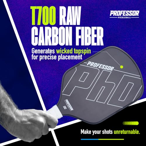 Professor PhD T700 Raw Carbon Fiber Premium Pickleball Paddle Racket - Precision Honeycomb Core - Enhanced Power & Control - USAPA Pickleball Approved by Professor Pickleball - Image 4