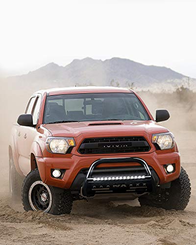 Kyx Bull Bar For 2005-2015 Toyota Tacoma, With Led Light Bar Brush Guard, Pickup Truck Off-Road Front Bumper, 3" Push Bar Tubing Grille Guard Exterior Accessories, Black #TOP5