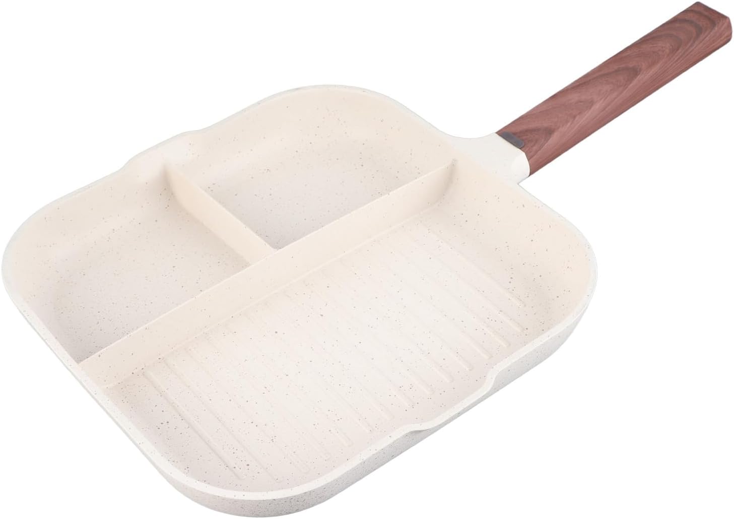 Nonstick Egg Frying Pan, 3 Section Square Grill Pan Aluminum Grill Pan Sectional Frying Pan Non Stick Pan Multifunction Frying Pan for Breakfast