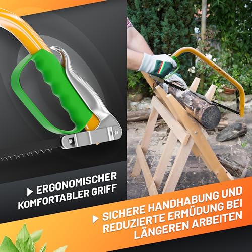 GRÜNTEK Bügelsäge MARLIN inkl 610 mm Sägeblatt; Bogensäge für frische Äste und nassen Holz; Comfort-Handsäge Gartensäge; ideal für Garten und Forstarbeiten; Preis-Leistungs-Sieger