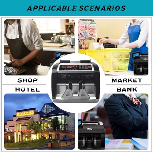 Multi Currency LED Counterfeit Detector, Foreign Banknote Counting Machine, UV/MG Double Detection for Cash, 900 PCS/Min, Easy to Use