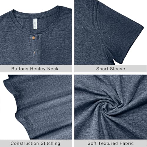 image for PEGENO Men's Fashion Casual Front Placket Short Sleeve Henley T-Shirts