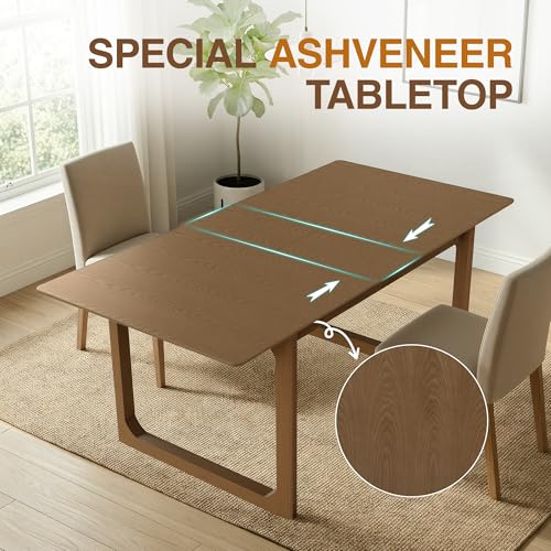 Image of DUOMAY 71 inch Extendable Wood Dining Table for 4-8, Mid Century Modern Rectangular Kitchen Table with Heavy Duty Wooden Base, Farmhouse Dinner Table for Dining Living Room Home Restaurant, Walnut
