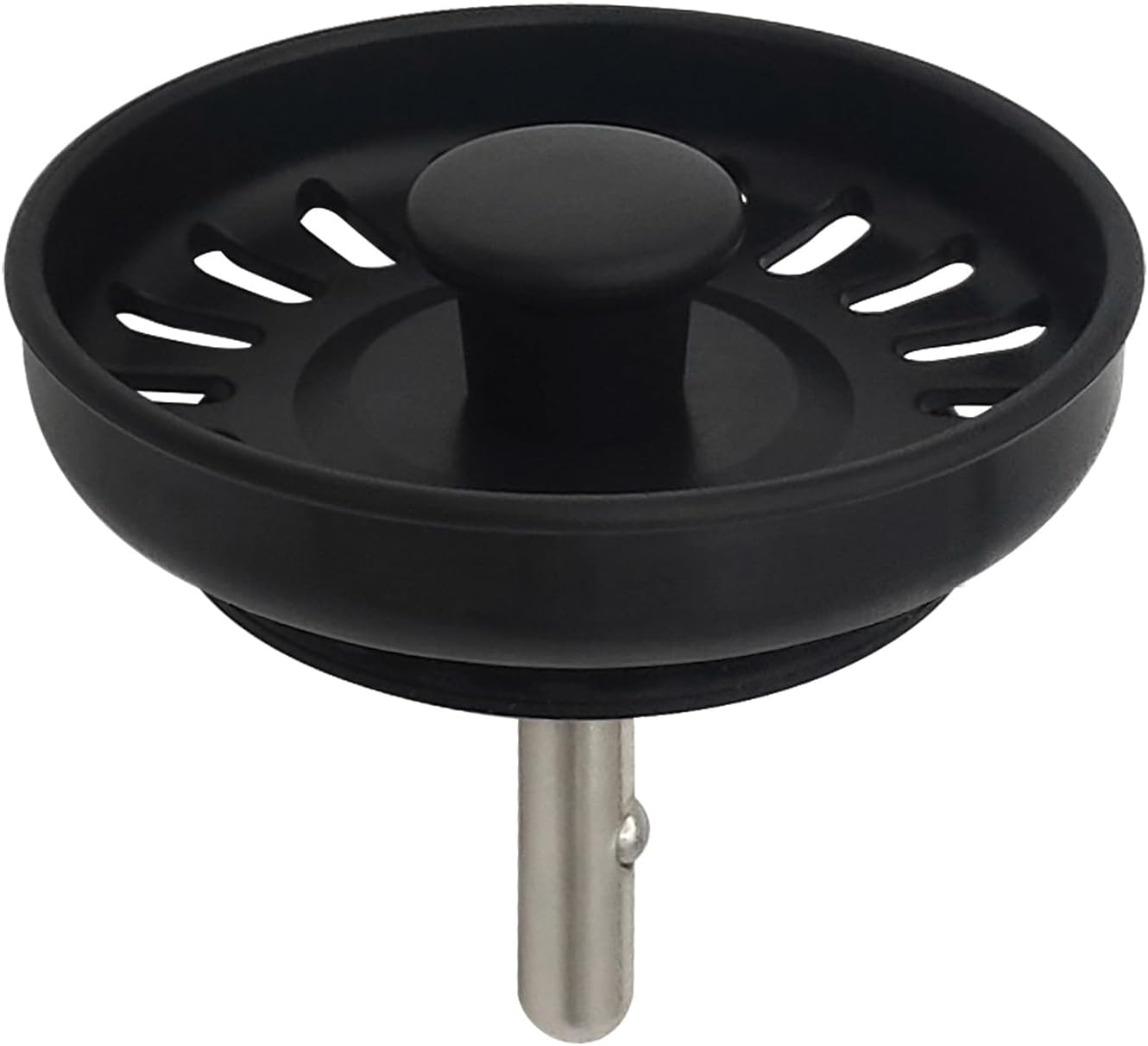 Black Kitchen Sink Drain Basket Strainer Stopper Replacement for Polymer Sink Drain, TGEOND Brass Center Plug Removable Basket Drains
