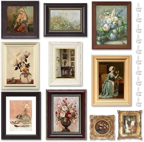 Qunclay 10 Pack Vintage Picture Frames for Wall or Tabletop Displ...