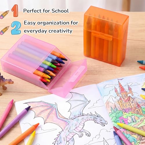 Image of Clabby 16 Pcs Clear Plastic Crayon Boxes Hold 24 Count, Colorful