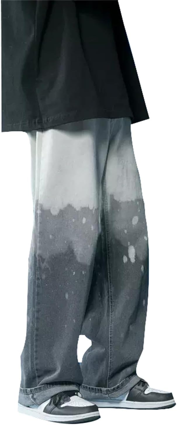 [ＯＩＵＹＵＥ] デニムパンツ メンズ ワイドパンツ ロングパンツ ブーツカット グラデーション タイダイ ストレート ゆったり 大