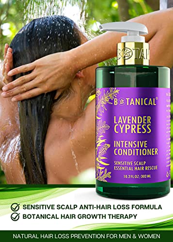 Botanical Hair Growth Conditioner - Lavender & Cypress - Scalp Stimulating Anti-Hair Loss Therapy - Intensive Repair For Weak Thinning Hair - Postpartum/Alopecia/DHT Bocking 10.2 Oz