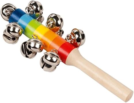 Goki 61913 Cymbal Stick with 13 Jingle Bells Length 18 cm Wood