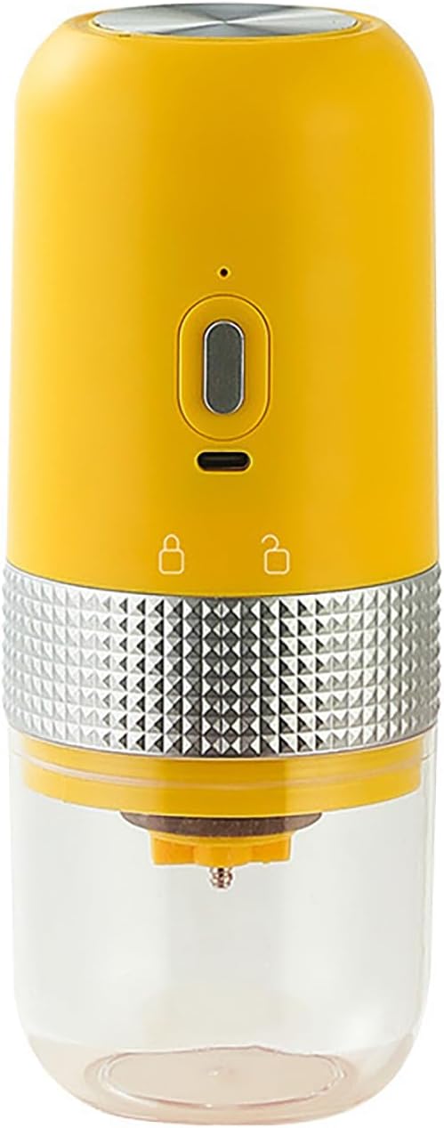 Generic Electric Coffee Grinder for Beans - 5 Adjustable Grind Settings - Whole Bean Mill for Aeropress, Drip Coffee, Espresso, French Press, Cold Brew. Wireless Charging Portable (Yellow), MINI